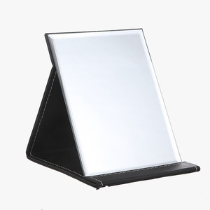 Folding Desktop Makeup <b>Mirror</b> Black Leather Stand High Definition Portable <b>Vanity</b> <b>Mirror</b> For Women Student Dormitory Use - Product Image 5