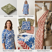 Tissu Popeline 100% Rayonne Écologique, Motif Floral Noir et Blanc, Idéal pour Robes Élégantes – Vente Chaude, Faible MOQ