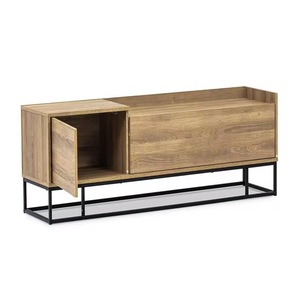 Modern Creative Side <b>Table</b> with <b>Iron</b> and Wood Structure, Height Adjustable Coffee <b>Table</b> (Living Room Category) - Product Image 1