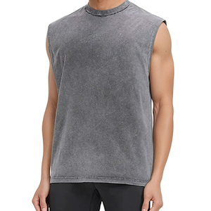 Benutzer definierte Streetwear Herren Weste Tank Top T-Shirt Herren Acid Washed Vintage ärmelloses T-Shirt - Product Image 1