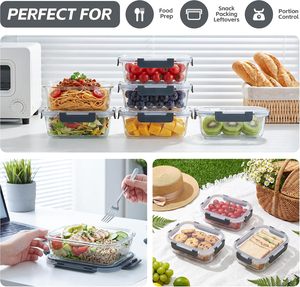5個セット 35オンス ガラス製食品保存容器 蓋付き、気密性 BPAフリー ミールプレップ容器 ランチボックス 家庭＆オフィス用 - Product Image 6