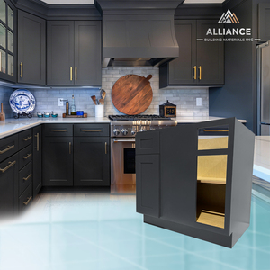 Meuble d'angle occultant style shaker en graphite BBC36-12 |   Pour projets commerciaux |   Meuble bas de cuisine avec tiroirs à fermeture amortie - Product Image 1