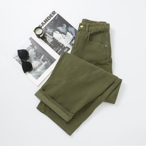 <span class=keywords><strong>Jean</strong></span> large <span class=keywords><strong>taille</strong></span> mi-<span class=keywords><strong>haute</strong></span> en coton pour <span class=keywords><strong>femme</strong></span>, vert armée, multi-poches, style streetwear hip-hop, pantalon décontracté toutes saisons - Product Image 6