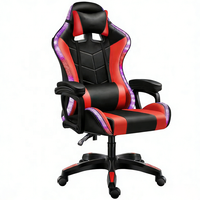 Chaise de jeu inclinable avec éclairage LED RVB, chaise de bureau pivotante en cuir, chaise de jeu de course avec haut-parleurs, vente en gros
