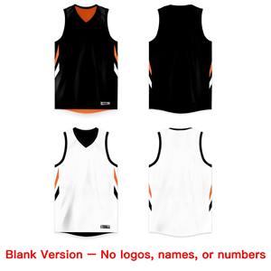 Maillot de basket-ball athlétique personnalisé noir et orange double face - Product Image 3