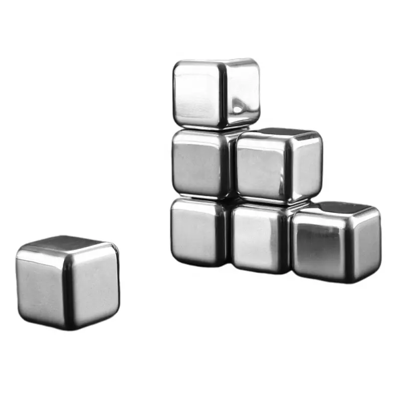 4/6/8 PCS Stainless Steel 304 Ice Cube Whisky Chilling Stones Reusable Ice Cube Wine Beer Cooler Bar Kitchen KTV Supplies