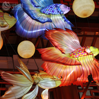 Lanternes suspendues en soie imperméables pour l'extérieur, motif poissons rouges et Bettas, idéales pour les attractions touristiques