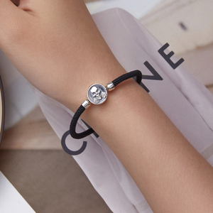 Pulsera de Plata de Ley 925 con Calavera Rebelde y Cordón Encerado Negro, Estilo Punk <span class=keywords><strong>Rock</strong></span>, para Hombre y Mujer, Base para Charms DIY SCB247 - Product Image 6