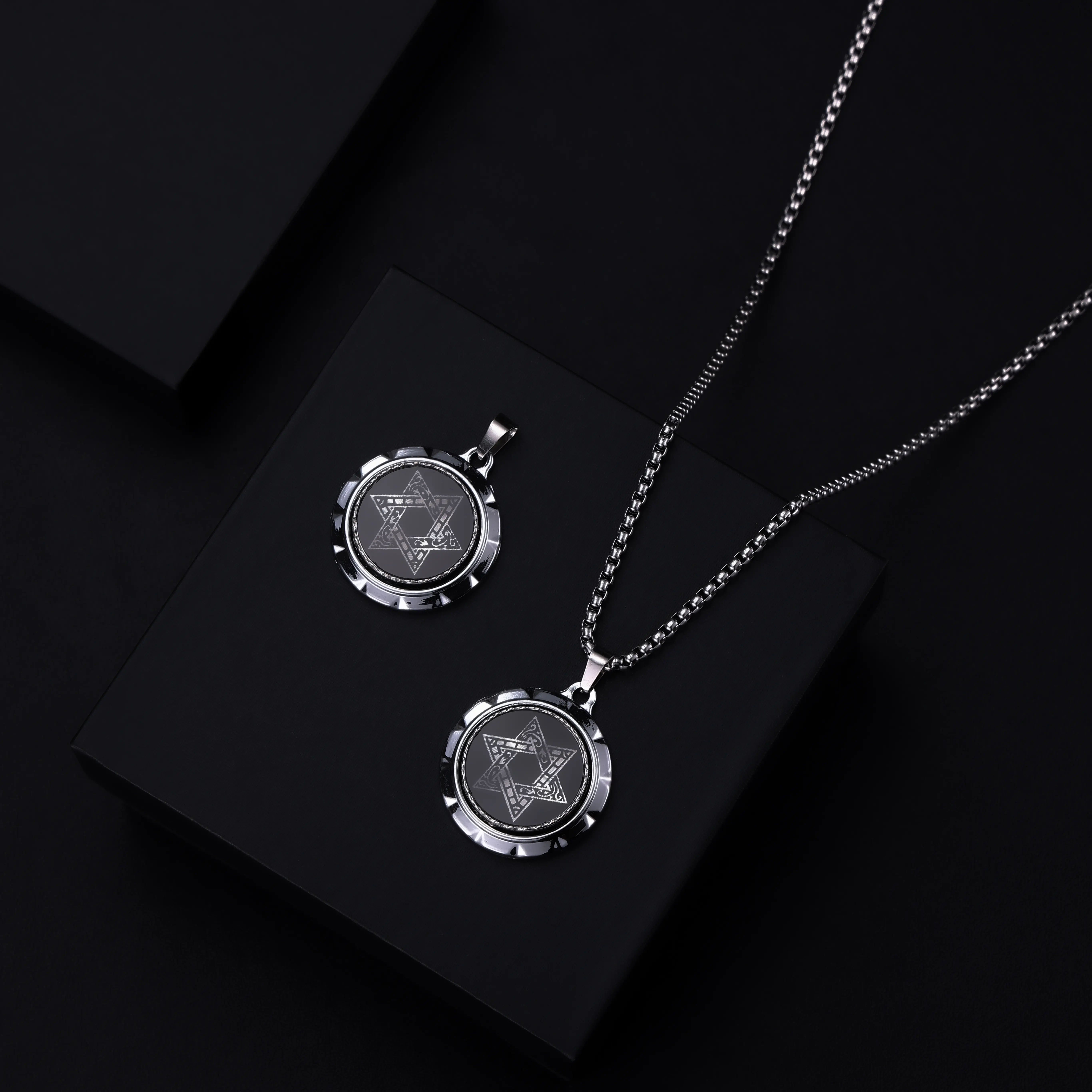 Шестиконечная звезда вращающееся винтажное индивидуальное шестиконечное ожерелье с подвеской в виде монеты мужские и женские подарки