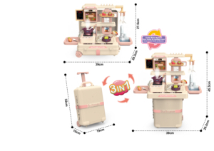 ชุดของเล่นเด็ก 3 in 1 กระเป๋าเดินทางครัว ของเล่นทำอาหาร<span class=keywords><strong>เชฟ</strong></span> ของเล่นบ้าน ของเล่นเสริมพัฒนาการเด็ก พร้อมโต๊ะอาหารแบบพ่นสเปรย์ - Product Image 4