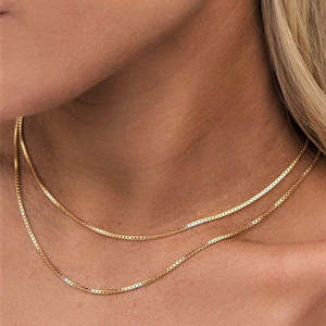 Smooth <b>Box</b> <b>Chain</b> Necklace for Mens Women Punk Style Wholesale 14k Gold Plated 316L Stainless Steel <b>Box</b> <b>Chain</b> Choker - Product Image 3