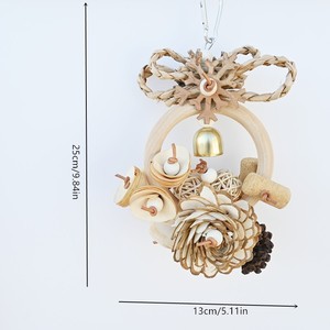 Jouets à mâcher pour perroquets : Anneaux en paille tressée, copeaux de <span class=keywords><strong>bois</strong></span> naturels, cônes de pin et fleurs d'herbe - Product Image 2