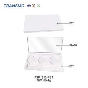 Boîtier PET pour fard à paupières, correcteur crème et blush, avec miroir, 3 couleurs, avec emplacement pour pinceau - Product Image 3