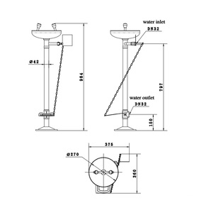 Sistema de <span class=keywords><strong>Lavaojos</strong></span> Moderno de Acero Galvanizado de Alta Resistencia con Pedestal, para Escuelas, Hospitales y Laboratorios, Marca Furui - Product Image 6