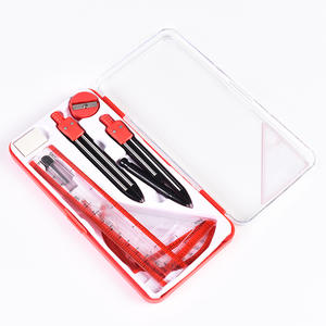 Juego de Reglas, Sacapuntas y Compás con Caja Transparente y Logotipo Personalizado en 3 Colores, Juego de Instrumentos de Matemáticas - Product Image 1