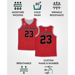 Conjunto de Uniforme de Baloncesto Personalizado con Nombre de Equipo, Número y Logotipo, Unisex para Adultos, Cuello en V, Impresión por Transferencia de Calor - Product Image 5