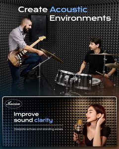 Pannelli Fonoassorbenti Piramidali Sonicism, Confezione da 12, Autoadesivi 12x12x2", Pannelli Acustici ad Alta Densità per Pareti, Rapida Espansione del Suono - Product Image 5