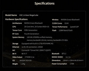 Estación de Trabajo de Escritorio H3c Megacube Ai con Superchip Gb10, 1 Petaflops, 128 GB de Memoria Unificada, Mini Servidor de Inferencia Local Llm, Linseer - Product Image 3
