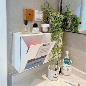 Wall Mounted <b>Storage</b> Rack Rectangular Gray White Bathroom Toilet Sanitary Napkin <b>Box</b> Waterproof Tissue Holder - Product Image 2