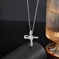 Collier pendentif en argent sterling 925 torsadé avec moissanite taille princesse pour femme, certifié GRA, vente en gros