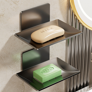 Installation rapide porte-savon salle de bain savon vidange étagère de rangement Non perforé mural en acier au carbone porte-savon - Product Image 1