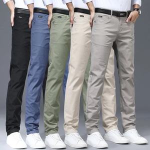 Pantalon décontracté en coton pour homme, coupe slim, léger, tube droit, taille mi-haute, devant plat, lavage clair, service OEM disponible - Product Image 4