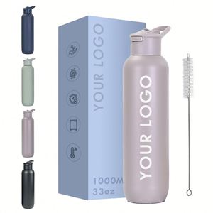 <b>Large</b> Capacity 600ml 1000ml Sports Water Bottle 304 Stainless Steel Cup Portable Straw <b>Mugs</b> - Product Image 1