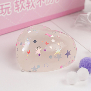 Hot Selling Novelty TPR Transparent Heart with Glitter Powder Pressure Release Soft Pinch Decompression Toys for Kids <b>Boys</b> Girls - Product Image 5