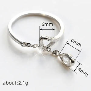 Anello a Goccia d'Acqua T0153 in Argento Sterling 925 con Cristallo Taglio Pera e Strass, Gioiello Regalo per Donna - Product Image 5