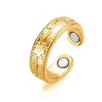 Cincin magnetik tembaga merah murni, perhiasan untuk pria wanita, cincin magnetik dapat disesuaikan bunga padat