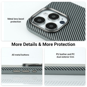 Kim Loại Và Da Máy Ảnh Khung Trường Hợp Đối Với <span class=keywords><strong>iPhone</strong></span> Redmi Lưu Ý 11 Pro Carbon Kết Cấu Khâu Mô Hình Với PC Cover Quay Lại Màu Đỏ - Product Image 4