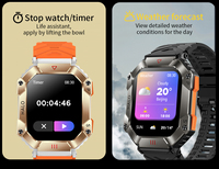 Herren Sport-Smartwatch Quadratisch Schlaftracker GPS BT-Anruf Kompass Barometer IP67 Wasserdicht IPS-Display Großer Bildschirm