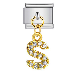 Diamond Letter Pendant <b>Charm</b> Gold <b>Silver</b> Modular <b>Bracelet</b> DIY Elastic Spliced Chain Unisex Everyday Wear - Product Image 5