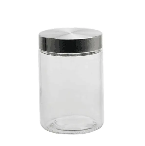 Home discovery wide mouth kitchen nuts Glass Storage Round Square Container Jars with 430 stainless iron cover