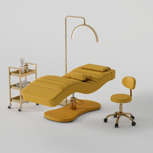 Lit de beauté DM Luxury Gold à base rectangulaire, moderne, réglable en hauteur, pour salon de beauté, spa, sourcils et cils. - Product Image 5