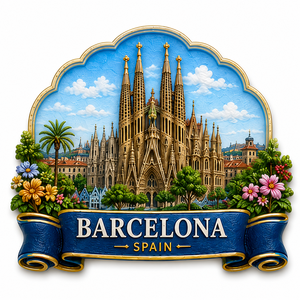 Imán de Resina 3D Moderno para Refrigerador, Colección de Lugares Emblemáticos de Ciudades: París, Viena, Praga, Budapest, Venecia, <span class=keywords><strong>Barcelona</strong></span> - Product Image 3