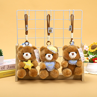 Ensemble de porte-clés en peluche ours mignon avec breloque étoile et cœur, mini poupée en peluche pour sac à dos, cadeau d'anniversaire, cadeau de Saint-Valentin