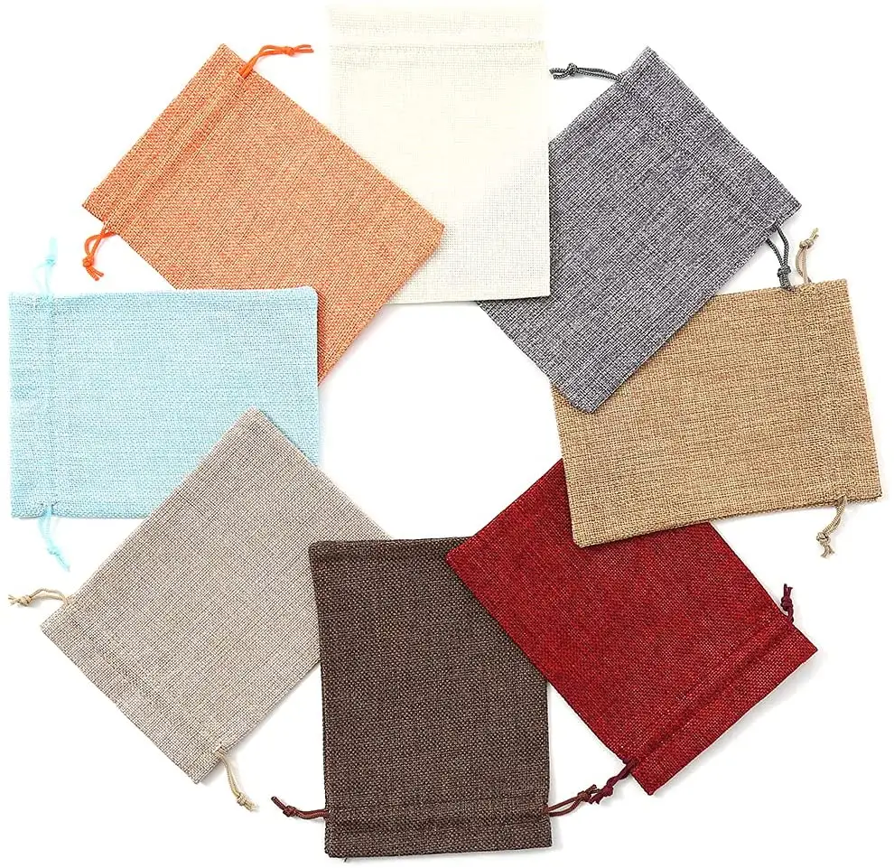 Trên Cổ Đồng Bằng Hữu Cơ Đay Pouch Linen Túi Nhỏ Tái Sử Dụng Cây Gai Dầu Dây Kéo Túi Đồ Trang Sức Túi Quà Tặng Túi