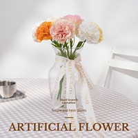 Bunga Anyelir Pendek Realistis Premium, Rangkaian Bunga Artifisial untuk Hari Valentine & Thanksgiving - Grosir Online