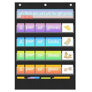 Tableaux de poche noirs à 5 compartiments, indispensables pour les enseignants en classe, pour la présentation de phrases et de mots, fournitures de bureau et scolaires - Product Image 1