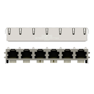 Mạng Ethernet Cat6 Jack Bộ lọc LED side nhập PBT Đen Nhà ở nữ 8P8C 1x6 Multi-Port shielded RJ45 kết nối - Product Image 1
