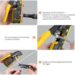 Herramienta de crimpado de paso RJ45 para Cat5, Cat6, Cat7, color amarillo - Product Image 4