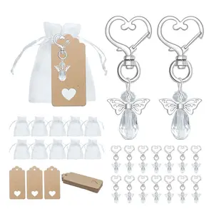 Nicro Organza Tassen Plus Bedankt Kraft Gast Baby Shower Doopfeest Gunst Sleutelhangers Retourneren Cadeau Souvenirs Voor Bruiloftsgasten