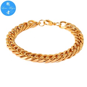 Bracelet Cubain pour <span class=keywords><strong>Homme</strong></span> 10MM Chaîne de Poignet Classique en Acier Inoxydable Couleur <span class=keywords><strong>Or</strong></span> - Product Image 1
