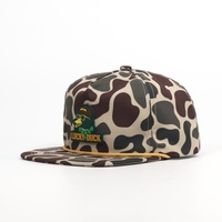 Op maat gemaakte pet met rubberen patchlogo, 5-delige, ongestructureerde snapback petten met camouflage stijl
