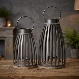 Lanterne verticale en métal noir moderne et élégante, lanterne en fer forgé, porte-bougie pour la décoration de la maison - Product Image 2