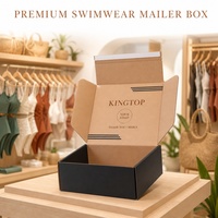 Boîte d'expédition rigide personnalisée pour maillots de bain et vêtements de mode, avec fermeture à rabat, bande déchirable, finition mate noire et feuille de cuivre, vente en gros directe usine
