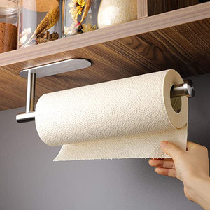 Porte-serviettes en papier de cuisine moderne en alliage de zinc sans perçage, auto-adhésif, mural, multifonctionnel pour salle de bain et toilettes - Product Image 3