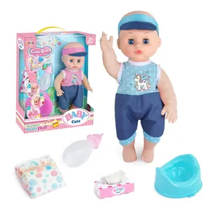 Newest 14inch newborn pee and drink play set baby dolls crying peeing silicone with sound