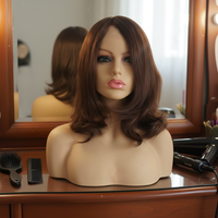 Perruques 100% Cheveux Humains Vierges Européens Couleur Marron, Perruques Casher Juives à Dentelle Transparente et Dessus en Soie pour Femmes